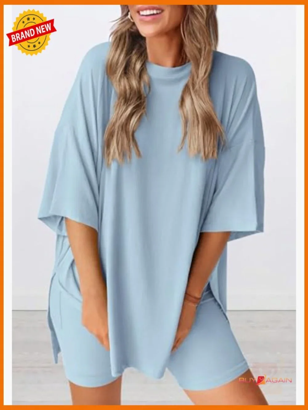 Women 2 Piece Lounge Set Summer Oversized Biker Shorts Matching Outfit